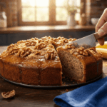 Fresh Homemade Banana Walnut Cake slice